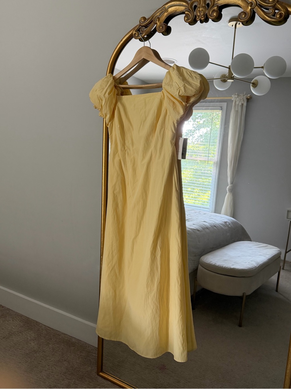 Target Yellow Puff-Sleeve Midi Dress